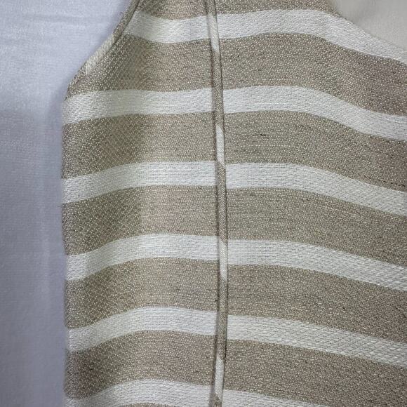 Banana Republic Womens Dress Size 0 Tan White Stripe Lined Blend Sleeveless - Picture 7 of 12